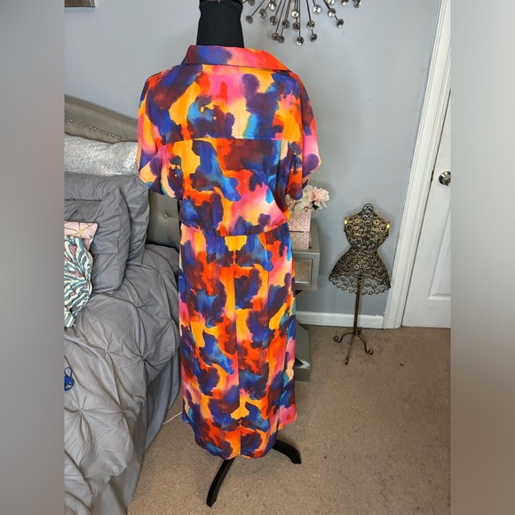 Multicolor midi skater dress with tie detail from NY&Co. - NWT - Picture 2 of 5